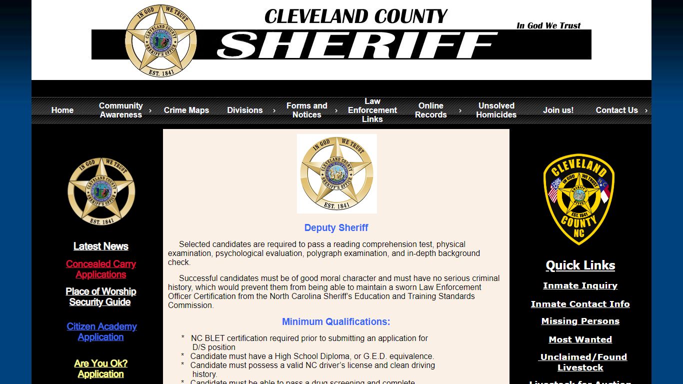 Cleveland County Sheriff - Deputy Sheriff